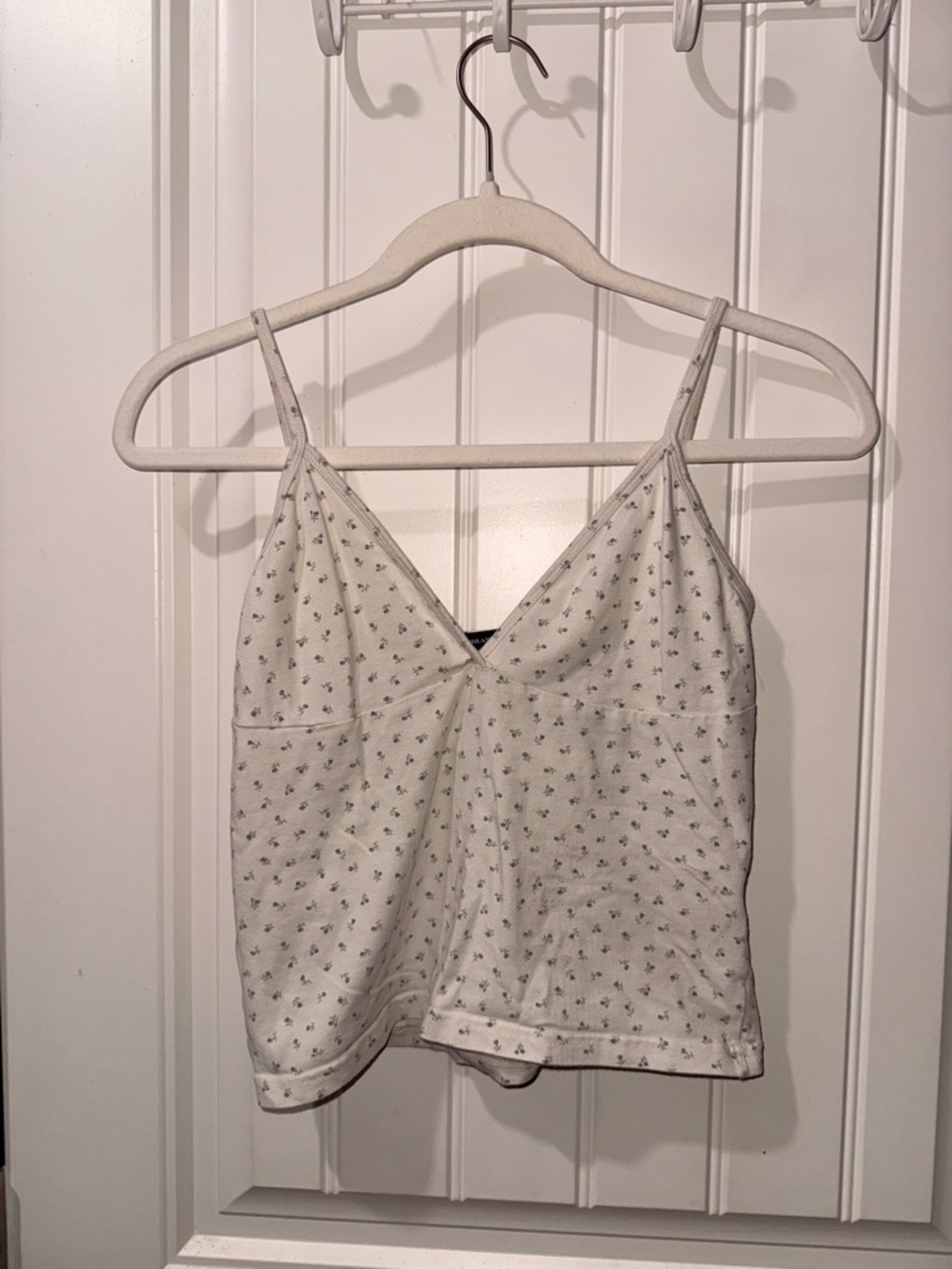Brandy Melville Cream Floral Spaghetti Strap Cami